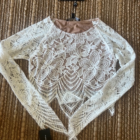 NWT For Love & Lemons Guava White Lace Crop Top & Skirt Set - Picture 6 of 9